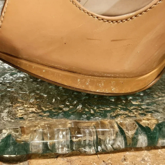 Michael Kors Hamilton Peep Heels Dark Nude Patent Leather Wmns 6.5 - Picture 6 of 16